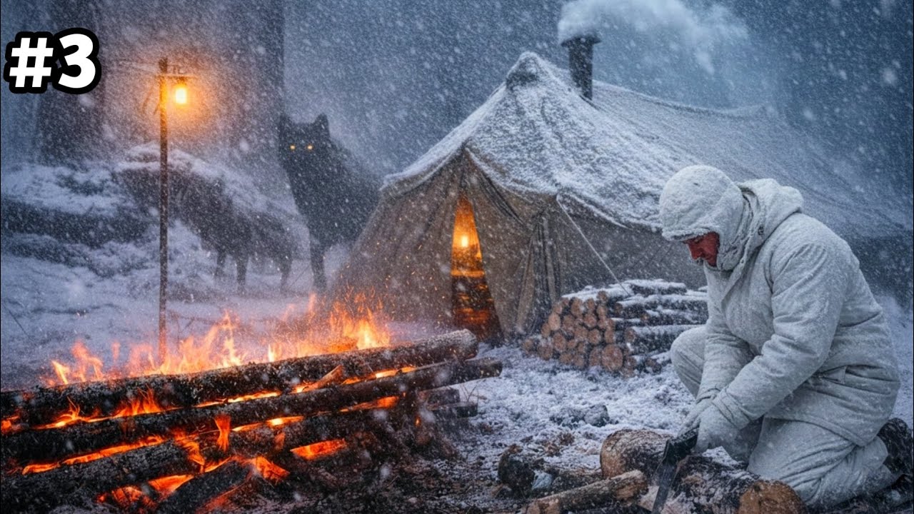 No tent, No Sleeping bag - Extreme winter Survival Camping ( -21°)