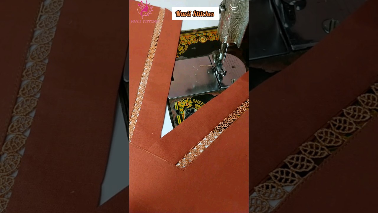 Trendy Neck Design with Joint Lace Using Sewing Tips And Tricks #shorts #shortsfeed #sewinghacks