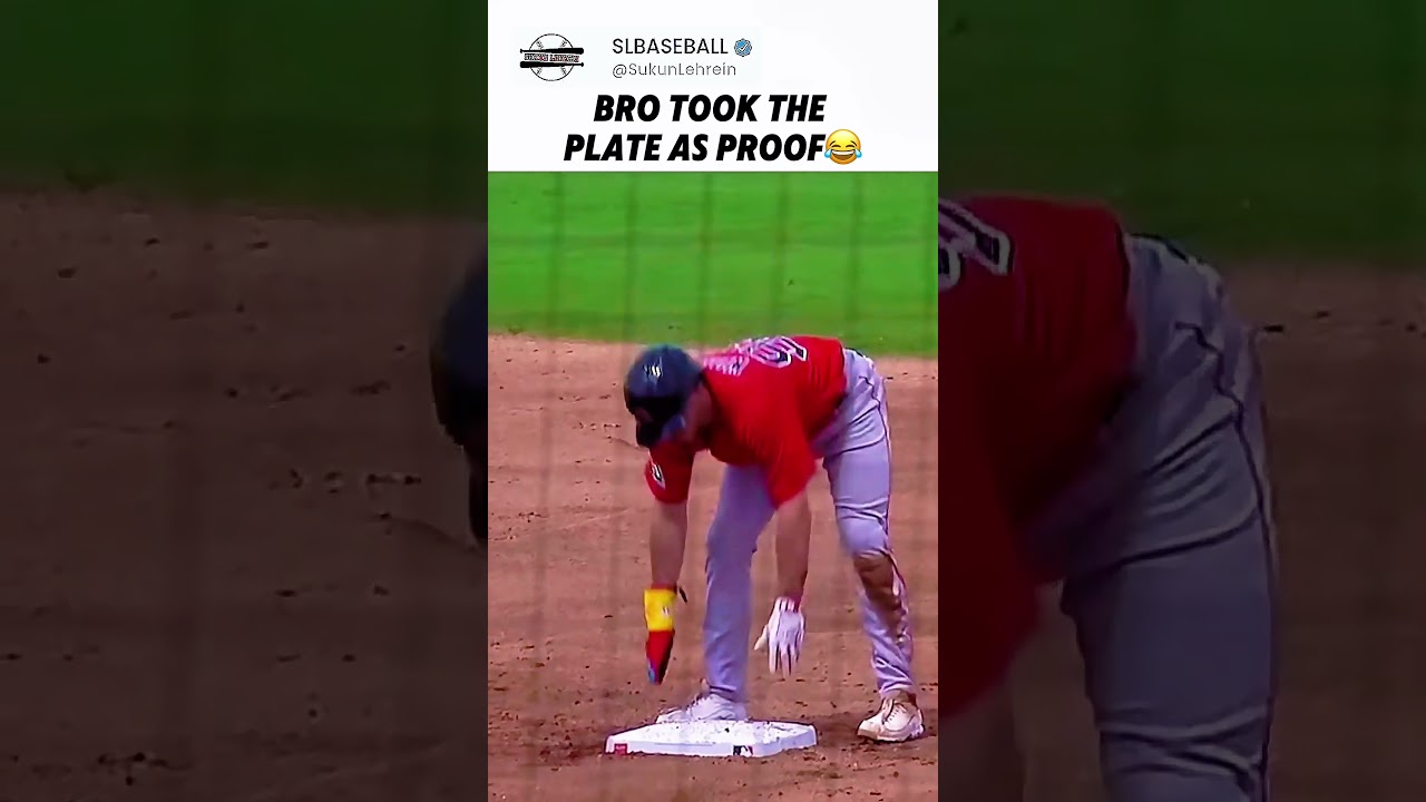 He stole home plate and made it a TROPHY 😂 #baseball #mlb #funny