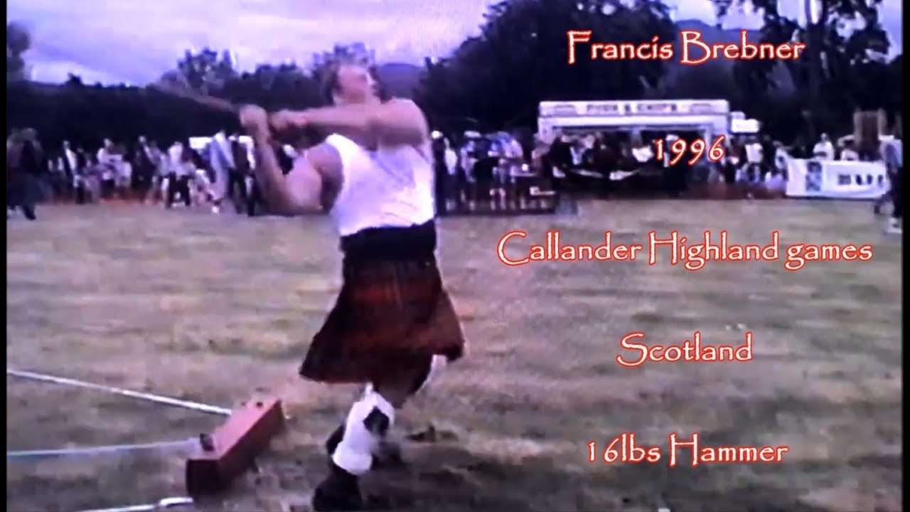 1996 Francis Brebner with the 16lbs Hammer at Callander highlad games Scotland .