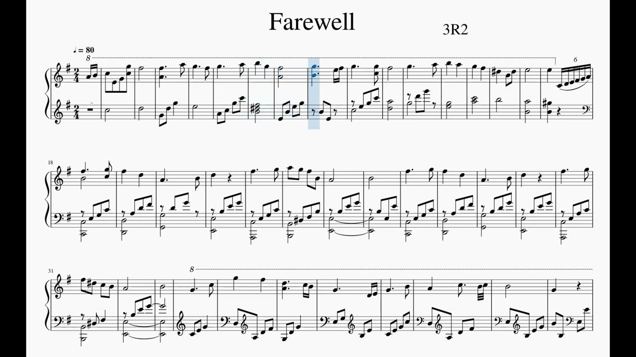【ピアノ】Farewell - 3R2【楽譜】【Deemo】