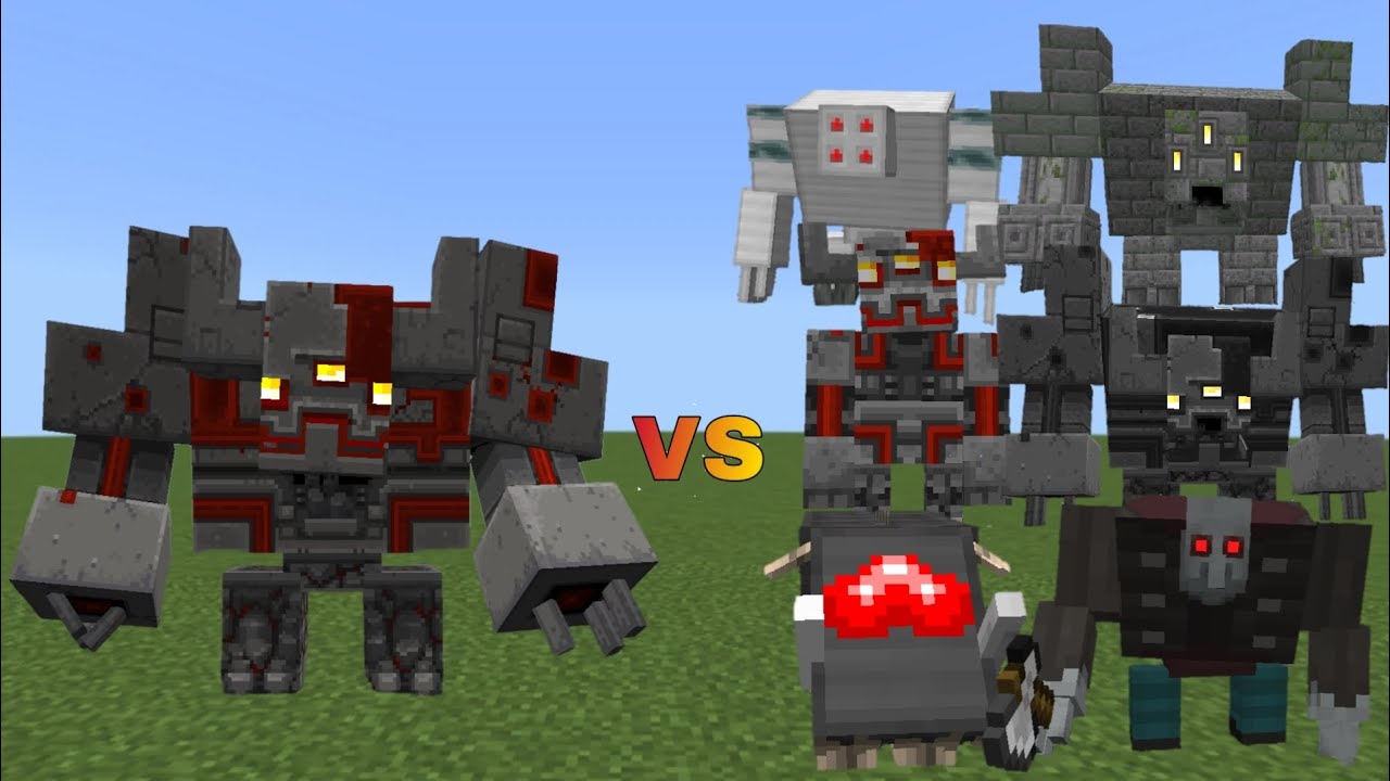 Redstone Monstrosity (Goety) vs Crimson steves more mobs and bosses | Minecraft Java | Mob Battle