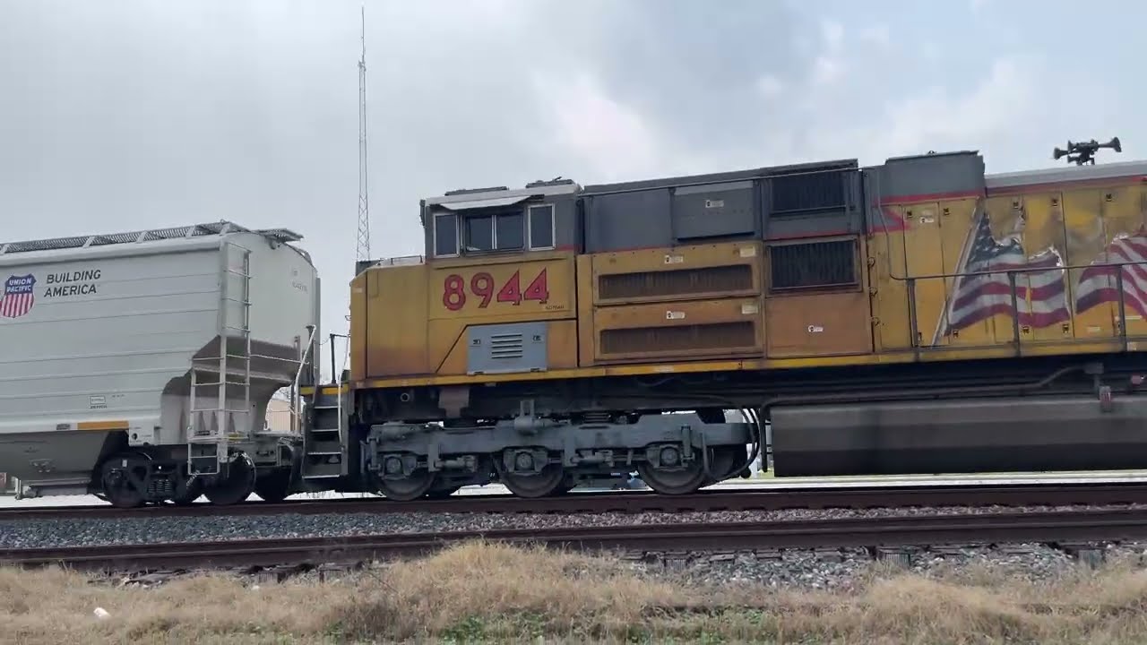 Union Pacific Grain Train in Montgomery TX with SD70AH Rear DPU - 2/20/26