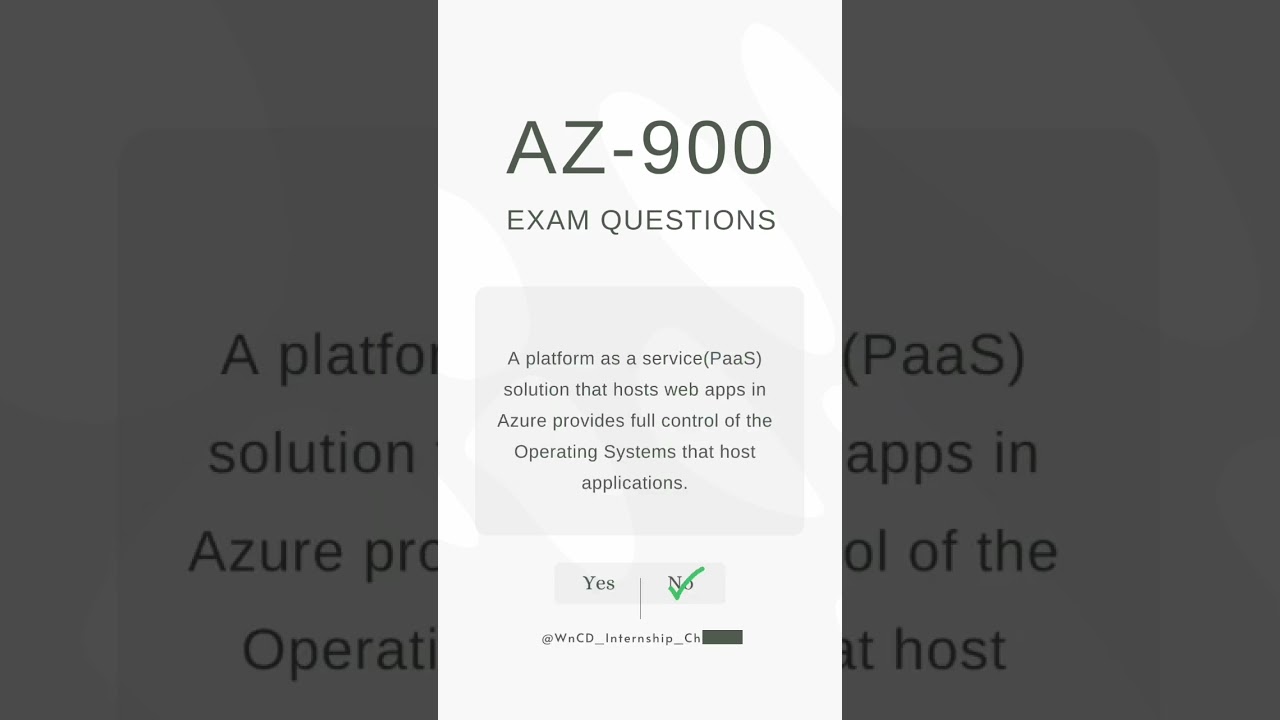 AZ- 900 REAL EXAM QUESTIONS #azure #microsoft #examquestion #question #shorts #viral #trending