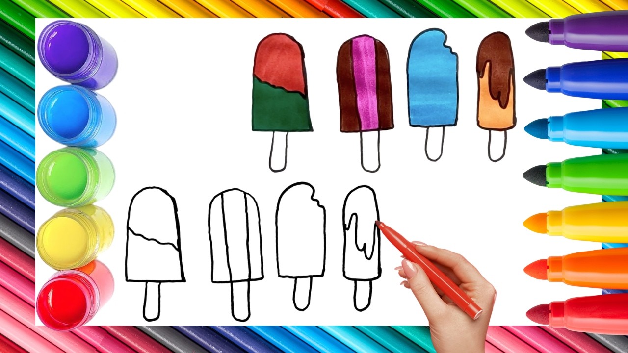 How To Draw cute Ice Cream Drawing, Painting & Coloring For Kids and Toddlers_ Child Art 🐋🌈🎨