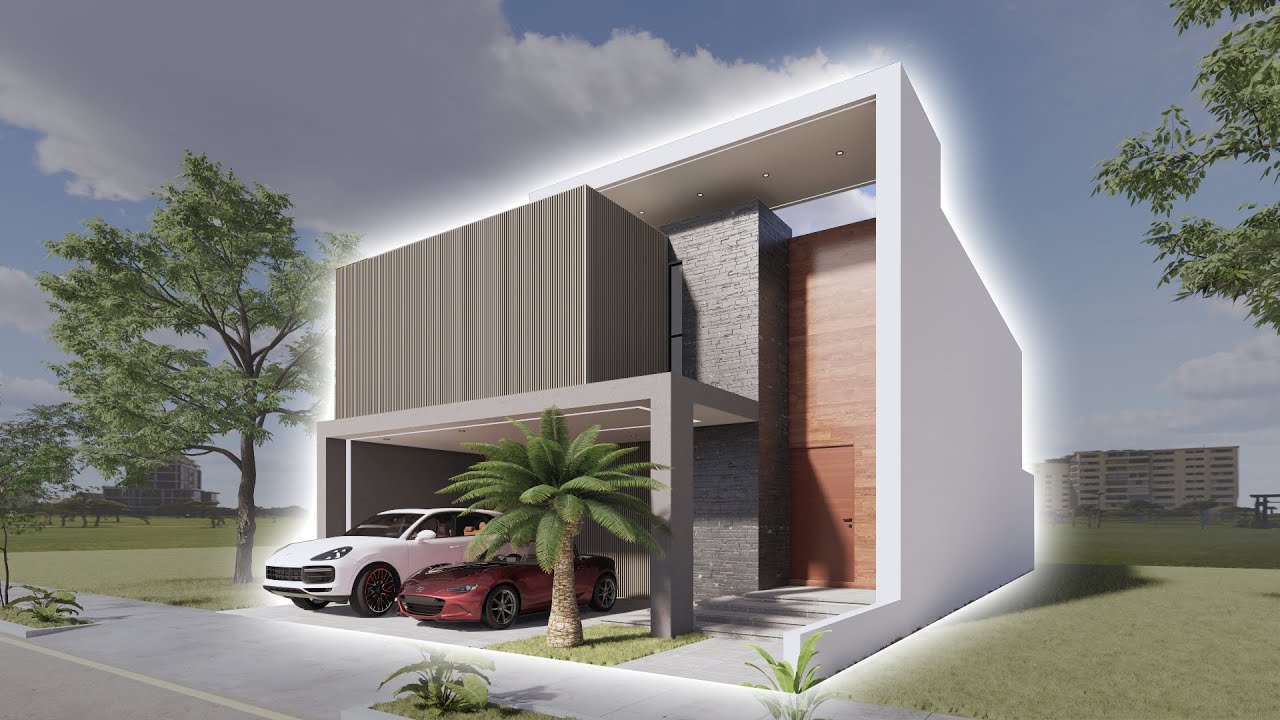 plano de CASA MODERNA 10 X 20 CON DOBLE ALTURA