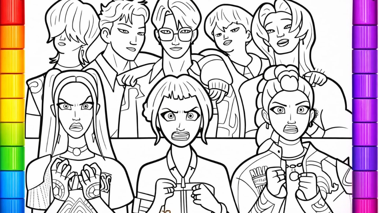 KPop Demon Hunters Coloring Pages -Boys vs Girls / Satisfying Coloring Kpop Characters