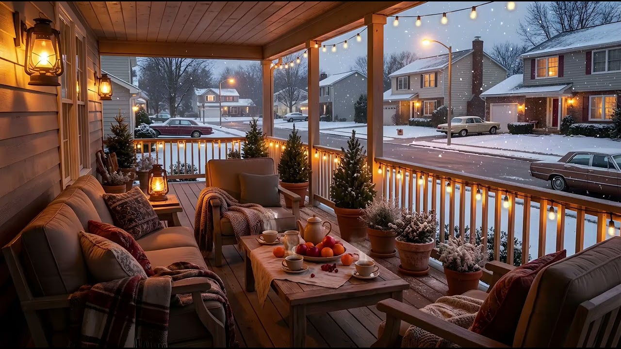 Vintage Cozy Piano Evening 🌙Warm Porch Lights & Nostalgic Relaxation