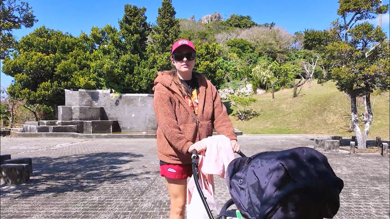 chatting outside castle ruins