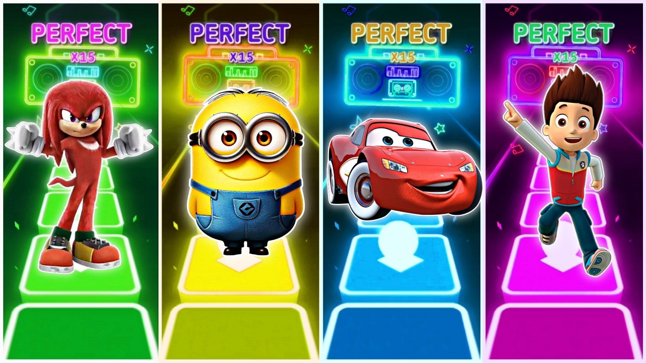 Knuckles vs Minions vs McQueen vs Paw Patrol Ryder in Tiles Hop EDM Rush🎶