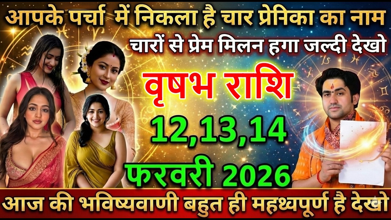 वृषभ राशि आपके पर्चा में निकला है चार प्रेमिका का नाम चारों से प्रेम मिलन होगा जल्दी देखो