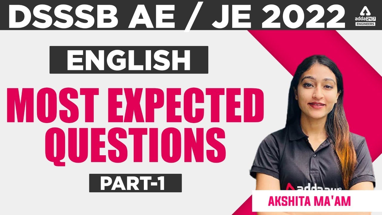 DSSSB AE / JE 2022 | English |  Most Expected Questions #1
