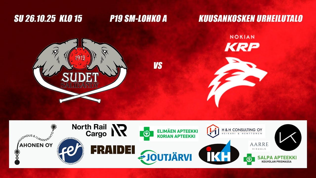P19 SM Sudet SB - Nokian KrP, 26.10.2025 | Sudet Salibandy Kouvola