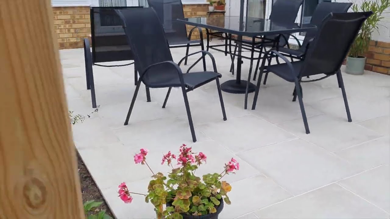 Installing Porcelain patio -  landscaping  Timelapse - Start to Finish