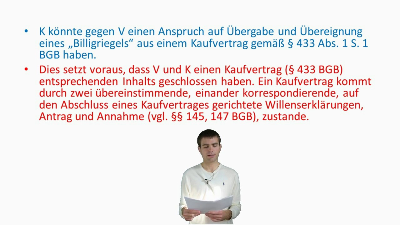 Gutachtenstil 2 - verschachtelte Anwendung des Gutachtenstils - ein Fall aus dem Zivilrecht (BGB AT)