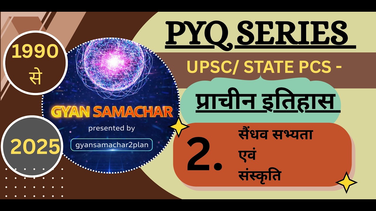 पूर्वावलोकन PYQ Series | प्राचीन इतिहास  ( 2- सैंधव सभ्यता एवं संस्कृति ) 🔥 | 1990–2025 Questions