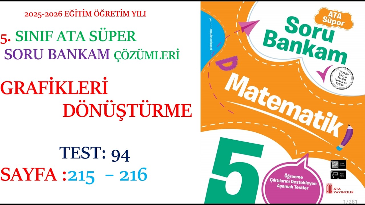 5.SINIF ATA YAYINCILIK, ATA SORU BANKAM, GRAFİKLERİ DÖNÜŞTÜRME, SAYFA:215 - 216