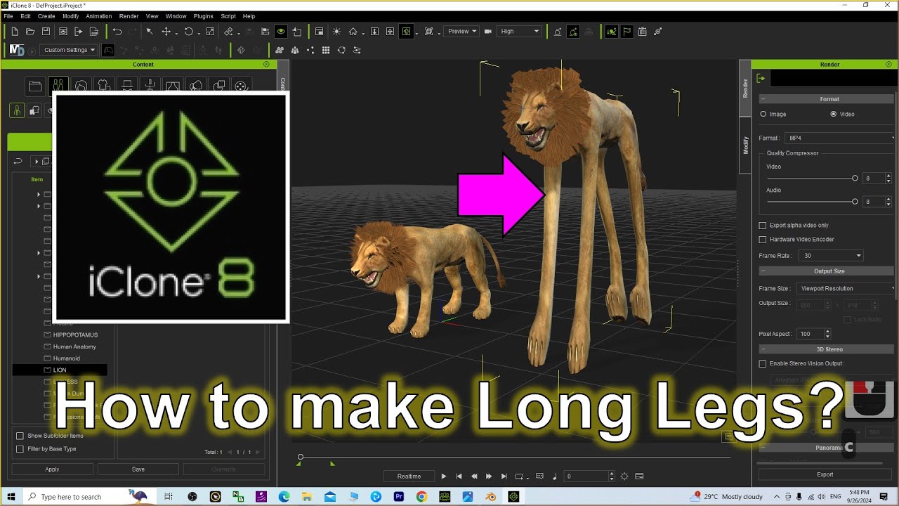 iClone 8 - How to make long legs for animals - Tutorial #iclone #longleg #animal #tutorial