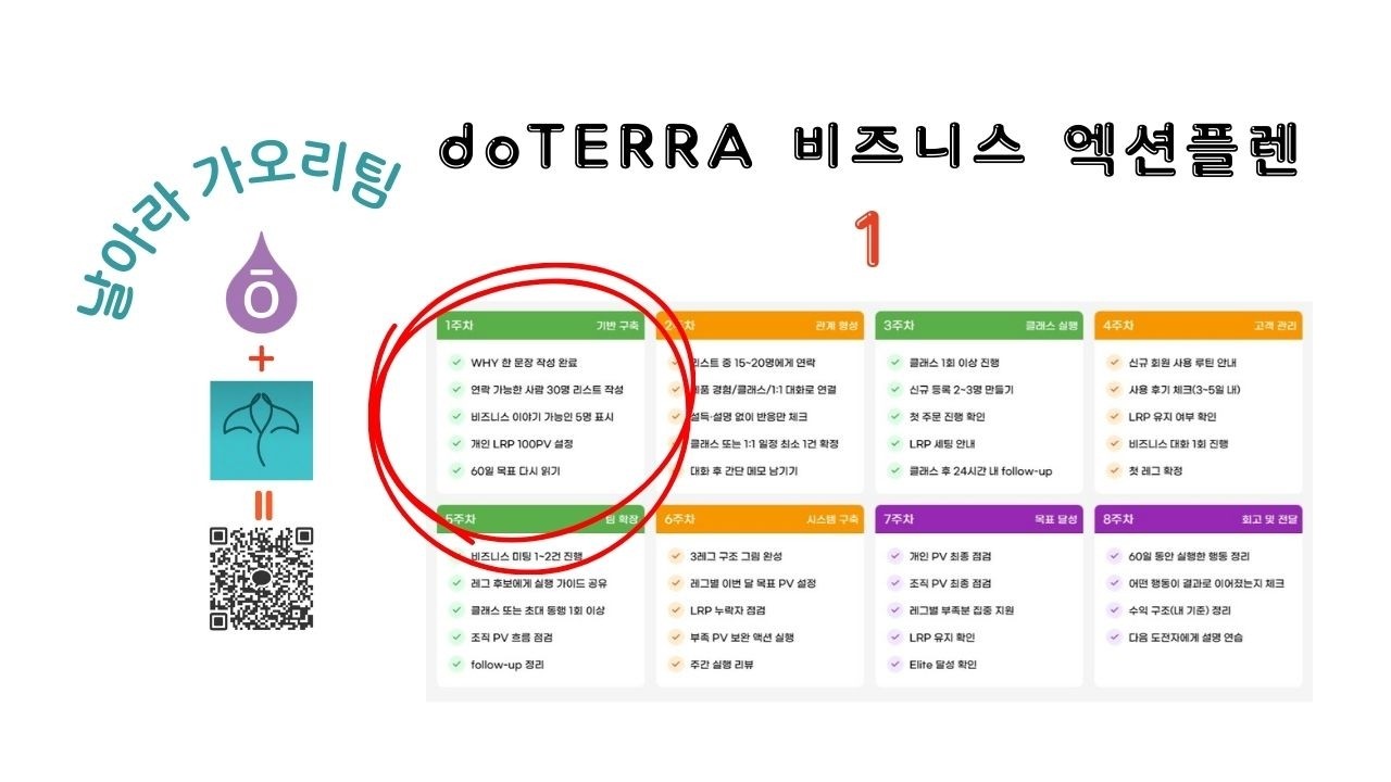 doTERRA 비즈니스 엑션플렌1/8주차 가오리팀