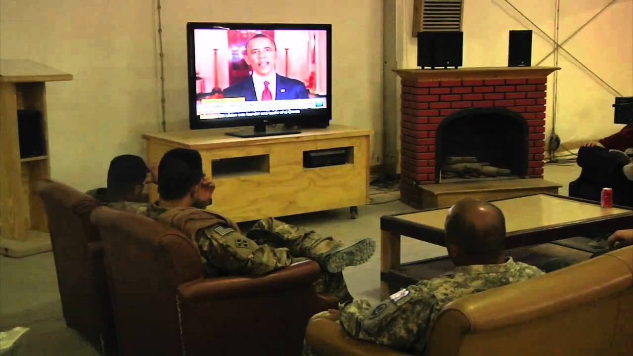 Soldiers Watch Announcement of Bin Laden's Death