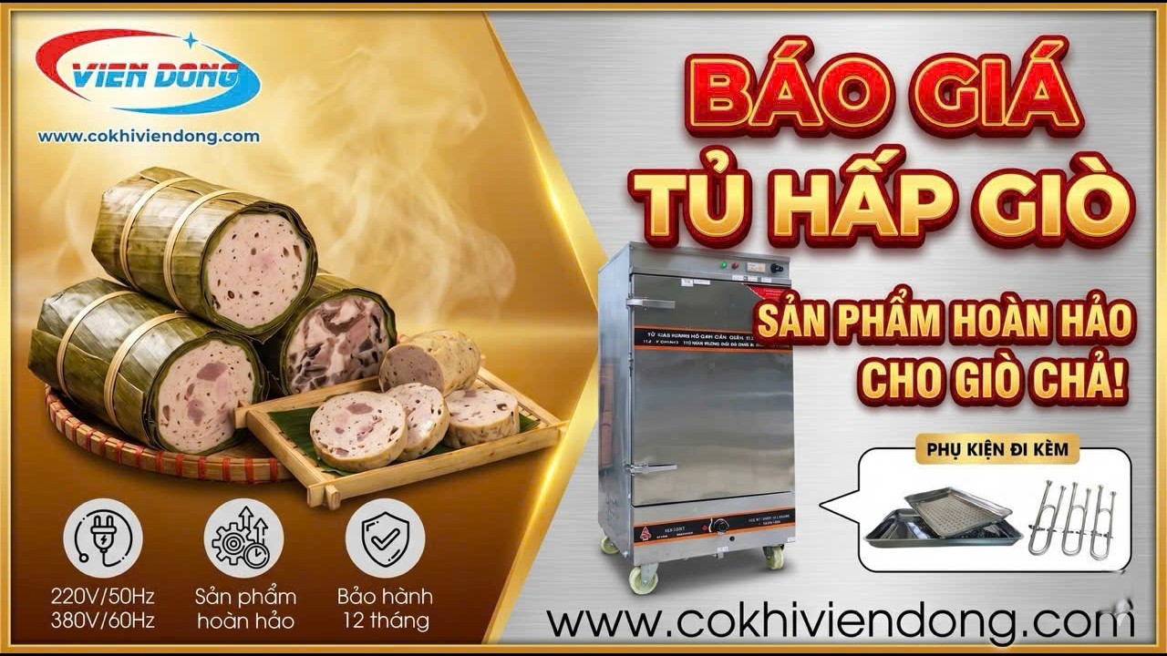 Báo Giá Tủ Hấp Giò Chả 8 Khay Viễn Đông | Tủ Hấp Giò Chả Công Nghiệp – Hấp Chín Đều, Không Nứt Mặt