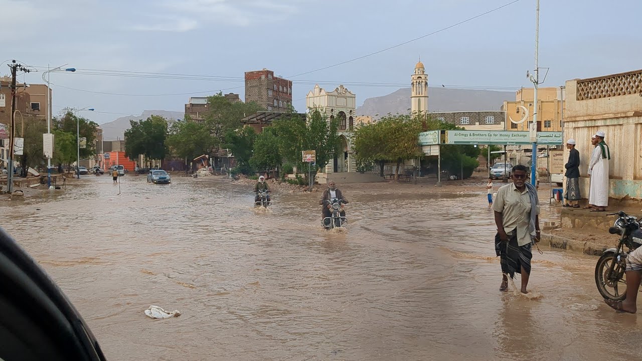 أمطار شديدة وسيول على مدينة تريم الغناء. فجر يوم الأربعاء 8 شوال 1445_أمطار خير ورحمة يارب