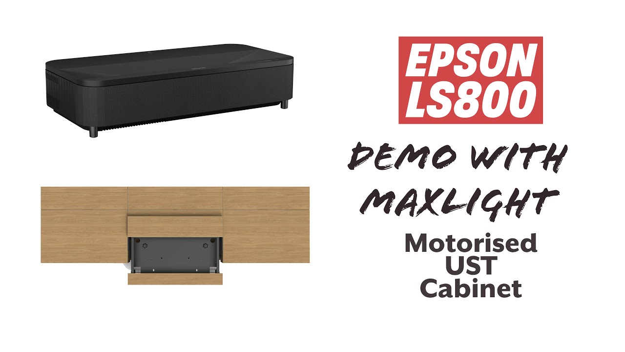 Motorised automatic UST cabinet for EPSON LS800 Projector +Vividstorm floor rising screen integrated