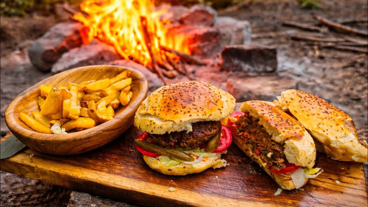 Double Burger Cooking in the Wild/Burger Tutorial