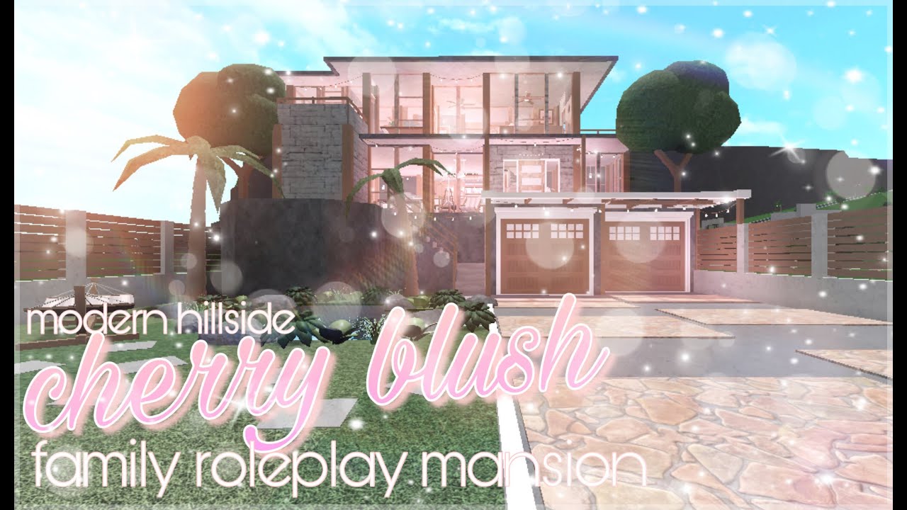 ⋆ ˚｡⋆୨୧˚Bloxburg: Modern Hillside Cherry Blush Family Roleplay Mansion˚୨୧⋆｡˚ ⋆