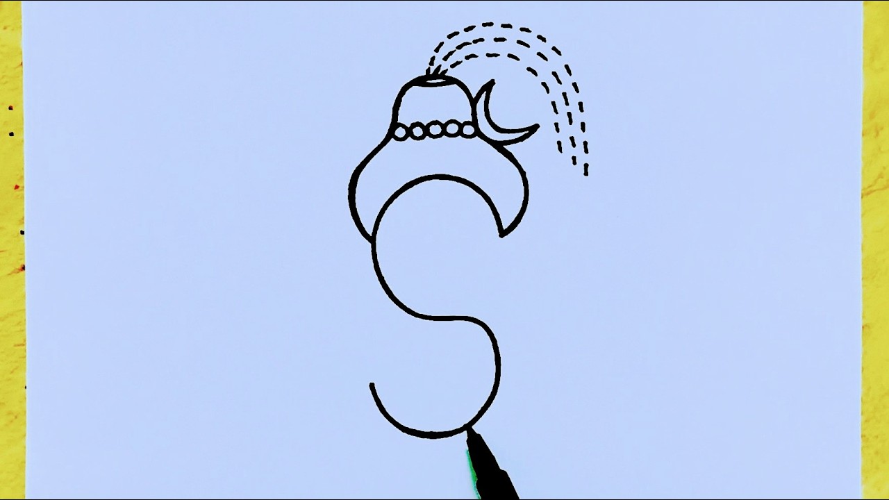 Lord shiva drawing from S letter easy // Lord Mahadev drawing // Shivaratri Lord bholenath drawing