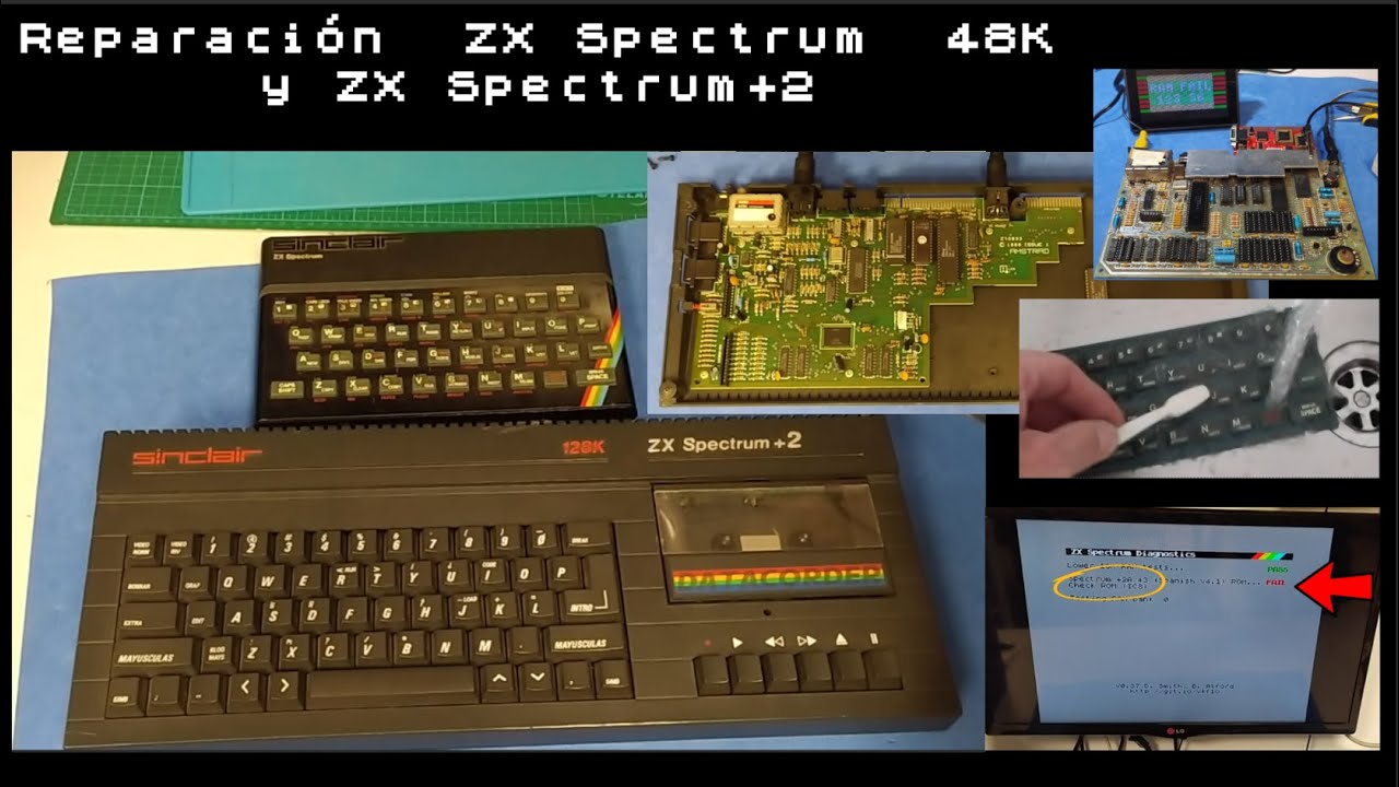 Reparación de los ZX Spectrum de 48K y +2A de José Antonio Aguilar. Fallo de ROM en +2 y RAM en 48K