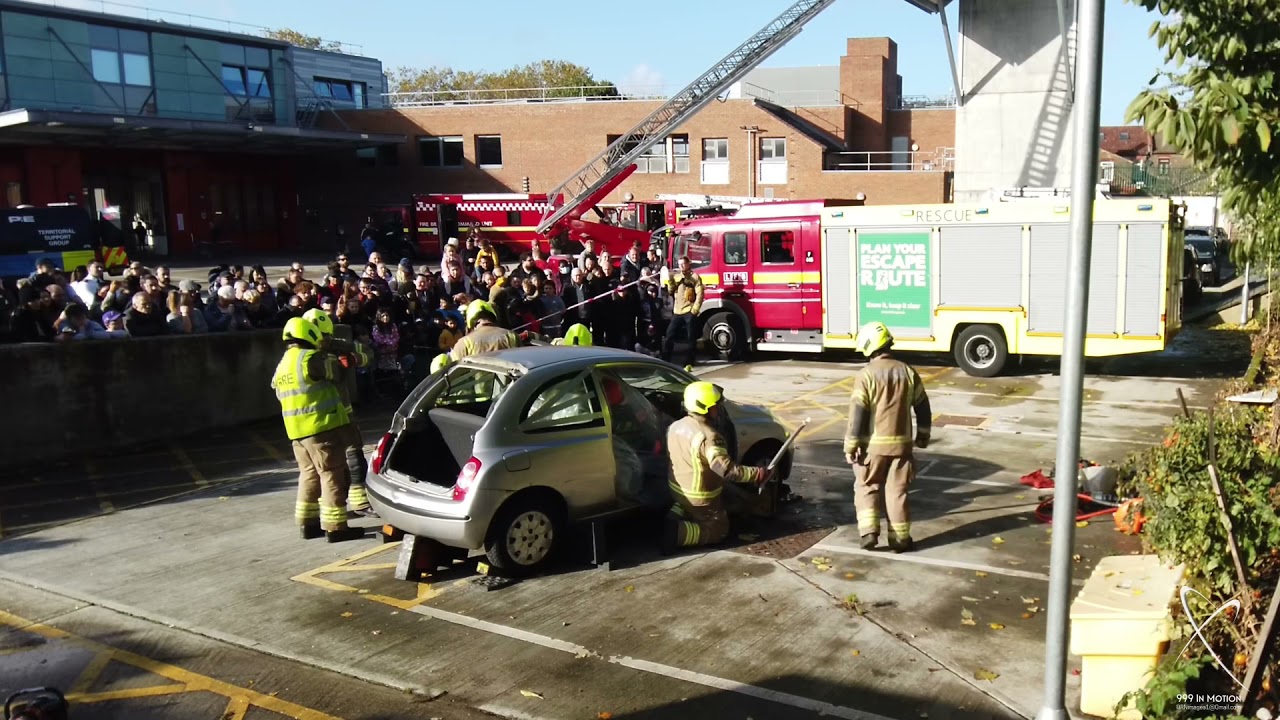 31 October 21 999 in Motion. Driver Extraction Display, East Ham FRU. Plaistow Fire Station, E13.
