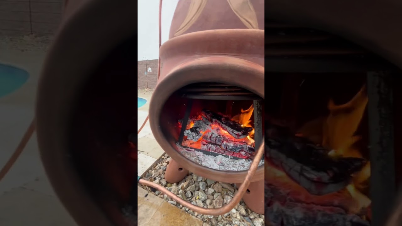 Wood burning DIY pool heater on Havasu rainy day