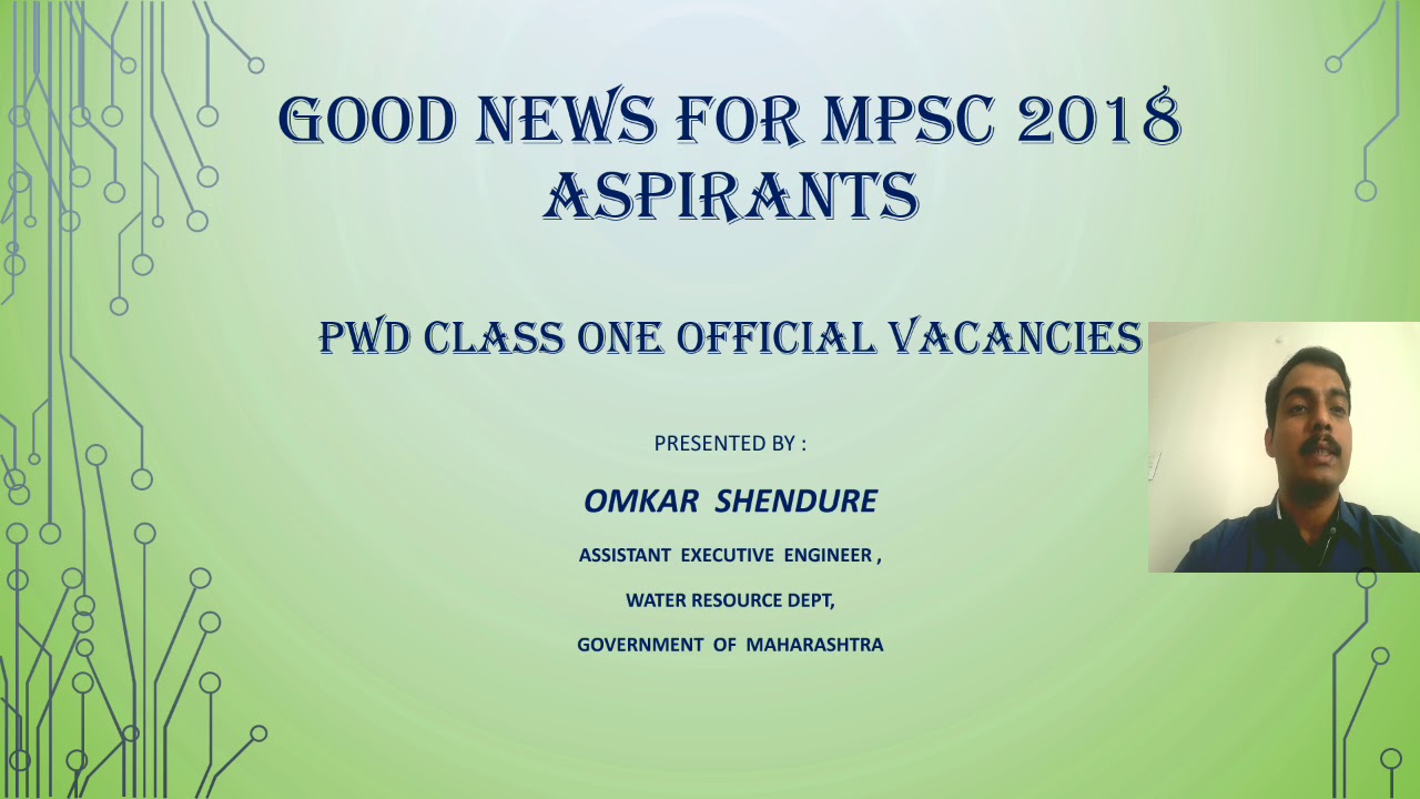 Official Vacancies (PWD) for  Civil Engineering MPSC 2018