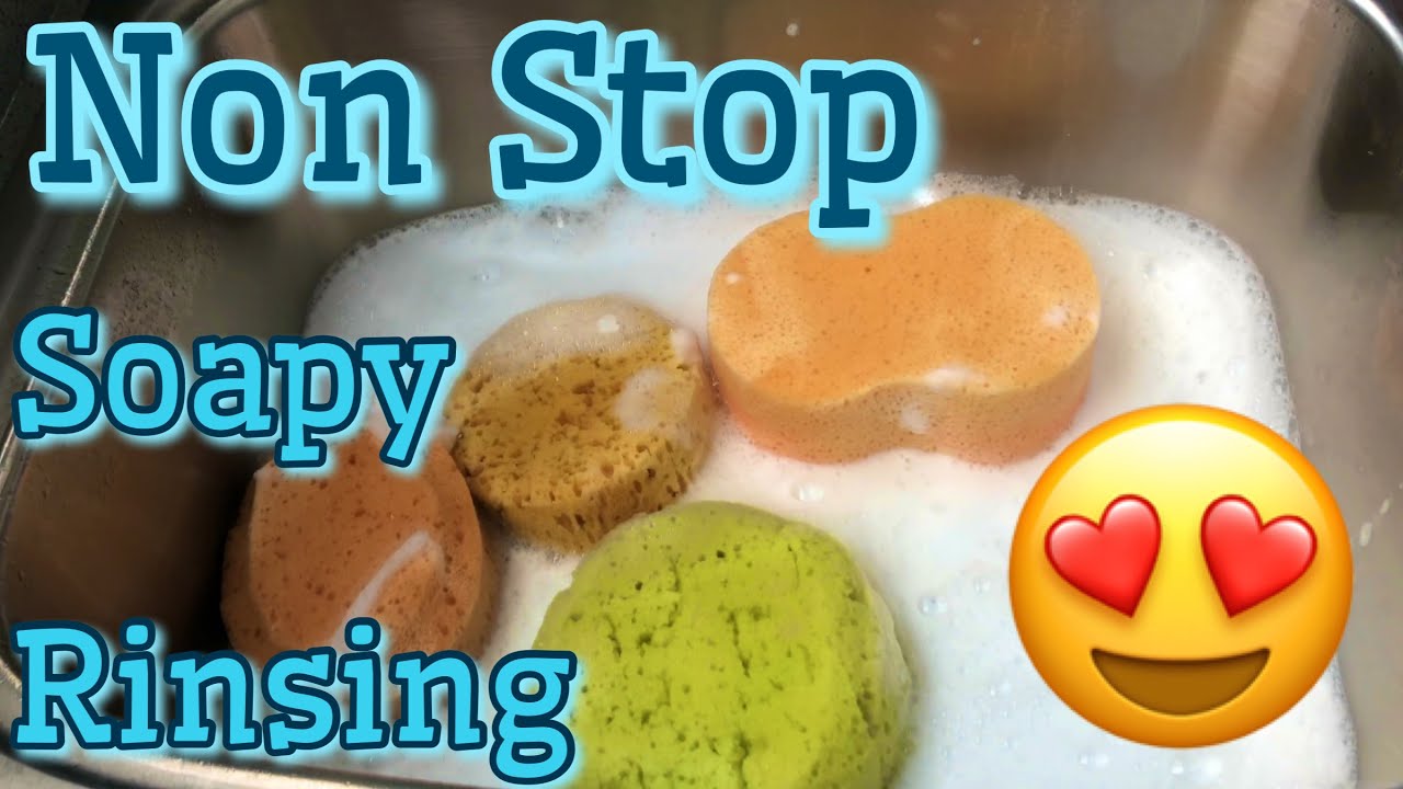ASMR Rinsing Gain Filled Sponges One by One SO MUCH SQUEEZING 😱😍💚