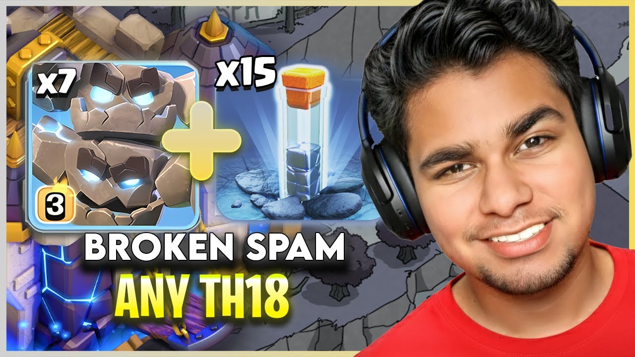 The BROKEN Spam Army at TH18! Metor Golem with Mass Totem Spell | TownHall 18 Easy Attack Strategy