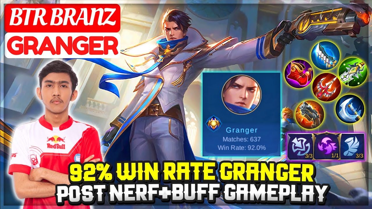 92% Win Rate Granger, Post Nerf+Buff Gameplay [ BTR Branz Granger ] Mobile Legends