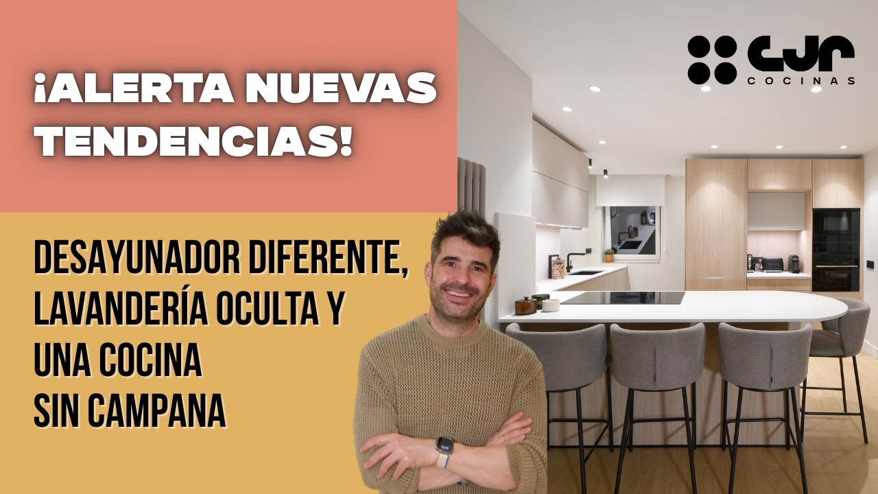 Cocina ABIERTA al salon con Peninsula y LAVANDERIA OCULTA Cocinas CJR