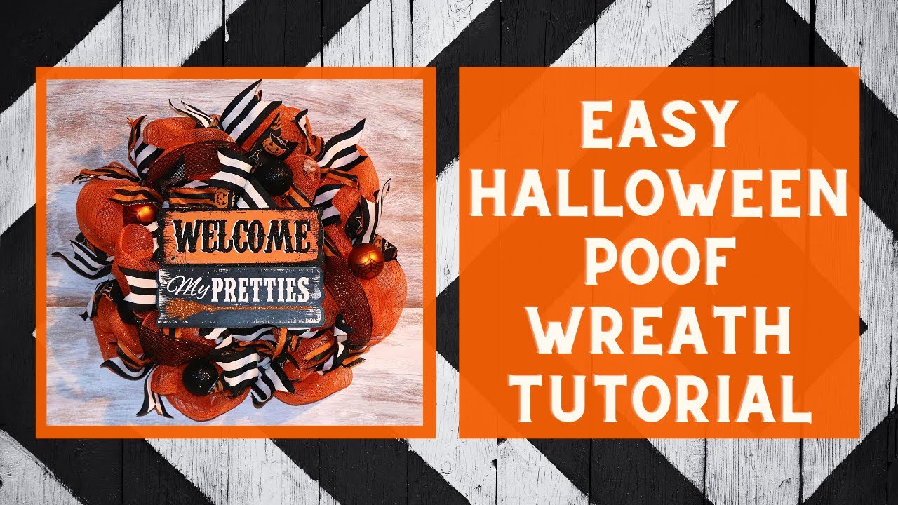 EASY HALLOWEEN POOF WREATH TUTORIAL, POUF WREATH METHOD, HALLOWEEN WREATH, DIY, FALL WREATH