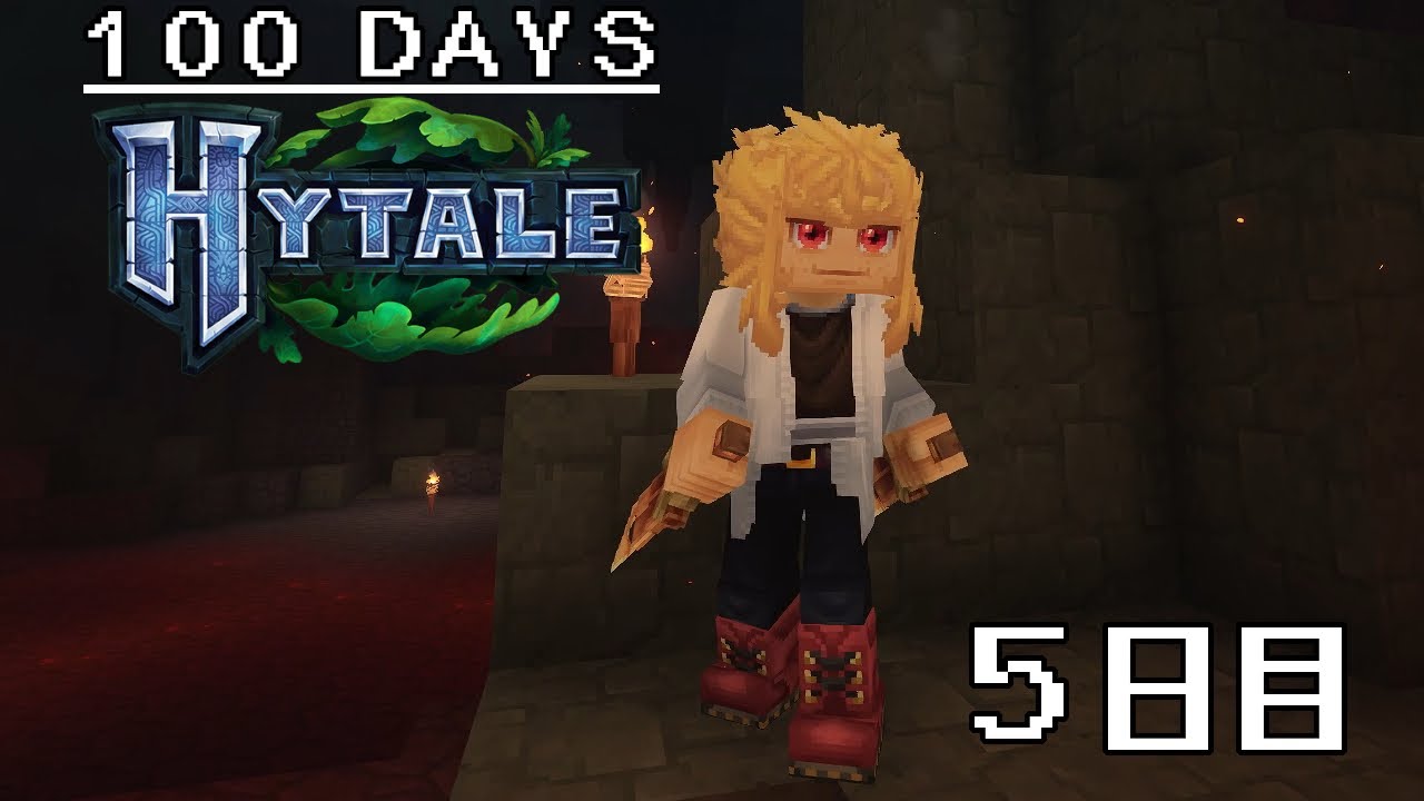 【100Days HYTALE】地下火山の探索でカエルに大苦戦!?【5日目/Day 5】