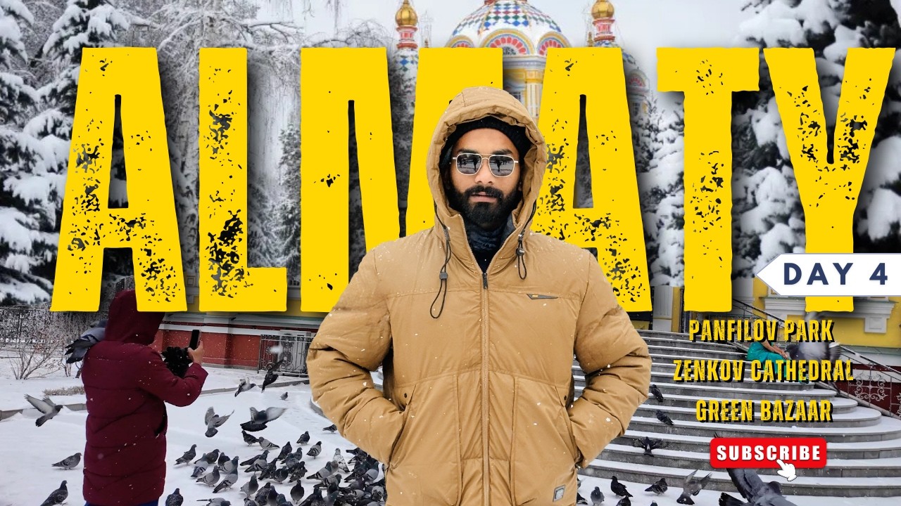Snow Fall നിറഞ്ഞ Almaty City❄️| Panfilov Park, Green Bazaar| Kazakhstan Day4 #Almaty#Kazakhstan#Snow