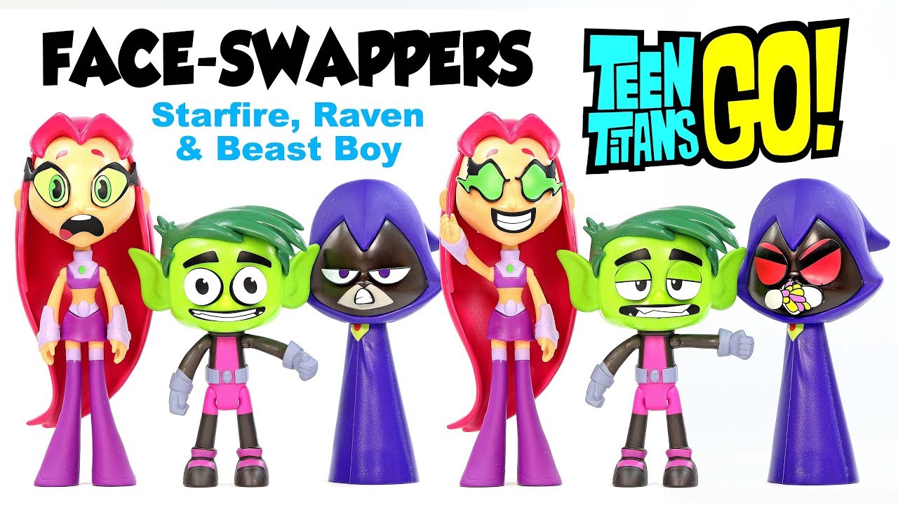 New Teen Titans Go! Face-Swappers Raven Beast Boy & Starfire Action Figures Unboxing
