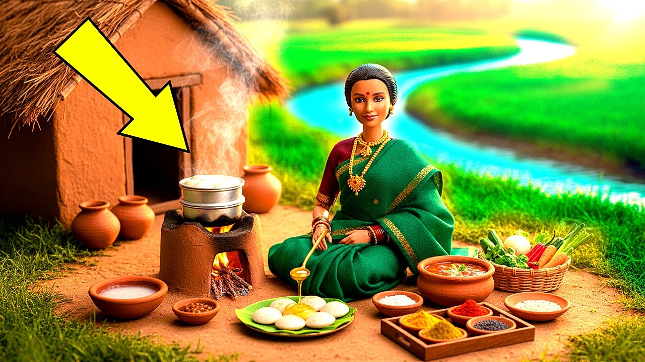 Miniature Indian Tiny Doll Cooking Chutney & Idli ASMR – Indian Village Tiny Kitchen Story