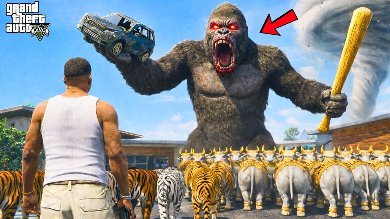 Franklin's Tiger Army, Nandi Army vs King Kong in GTA 5 | Shinchan and Chop