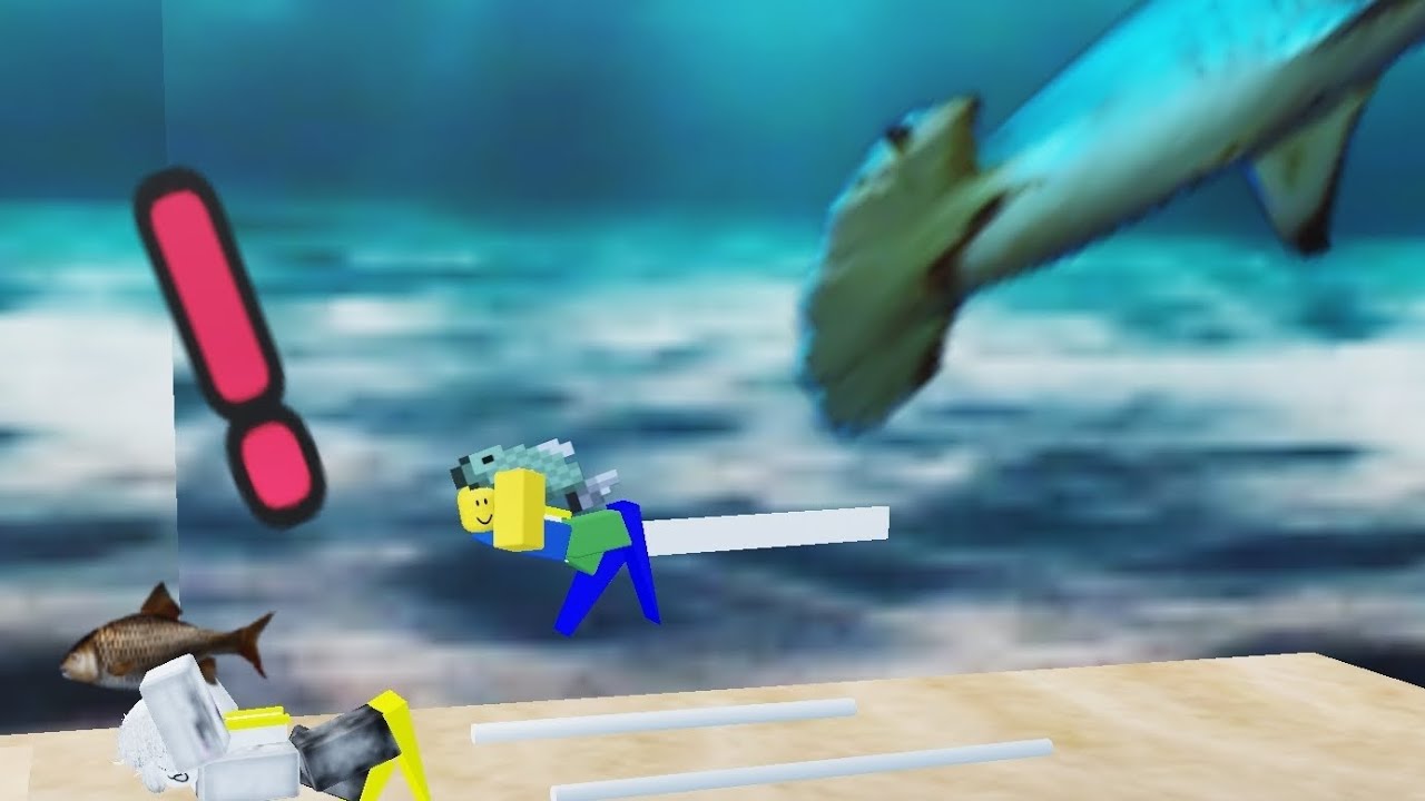 Diving down to get fish in roblox!