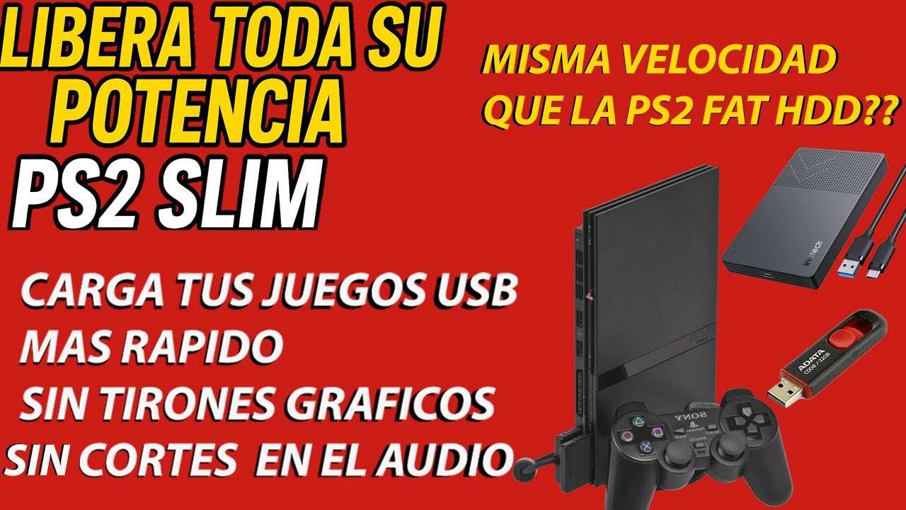 Libera Toda su Potencia PS2 Slim Carga tus juegos Usb,HDD,Sin tirones graficos,Sin fallos en audio
