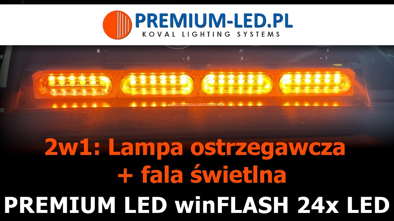 FALA ŚWIETLNA + LAMPA OSTRZEGAWCZA na podszybie PREMIUM LED winFLASH 24xLED | KOVAL LIGHTING SYSTEMS
