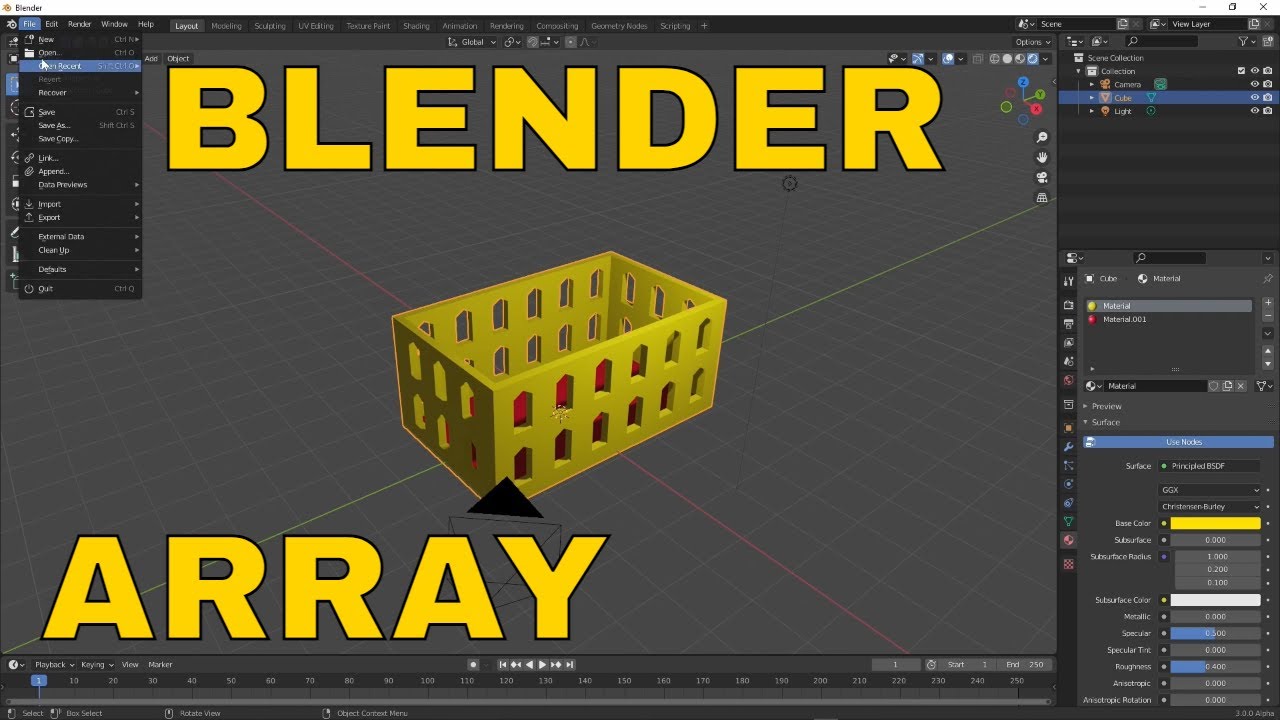 Blender tutorial Array - creiamo le finestre