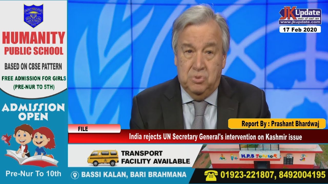 India rejects UN Secretary General's intervention on Kashmir issue