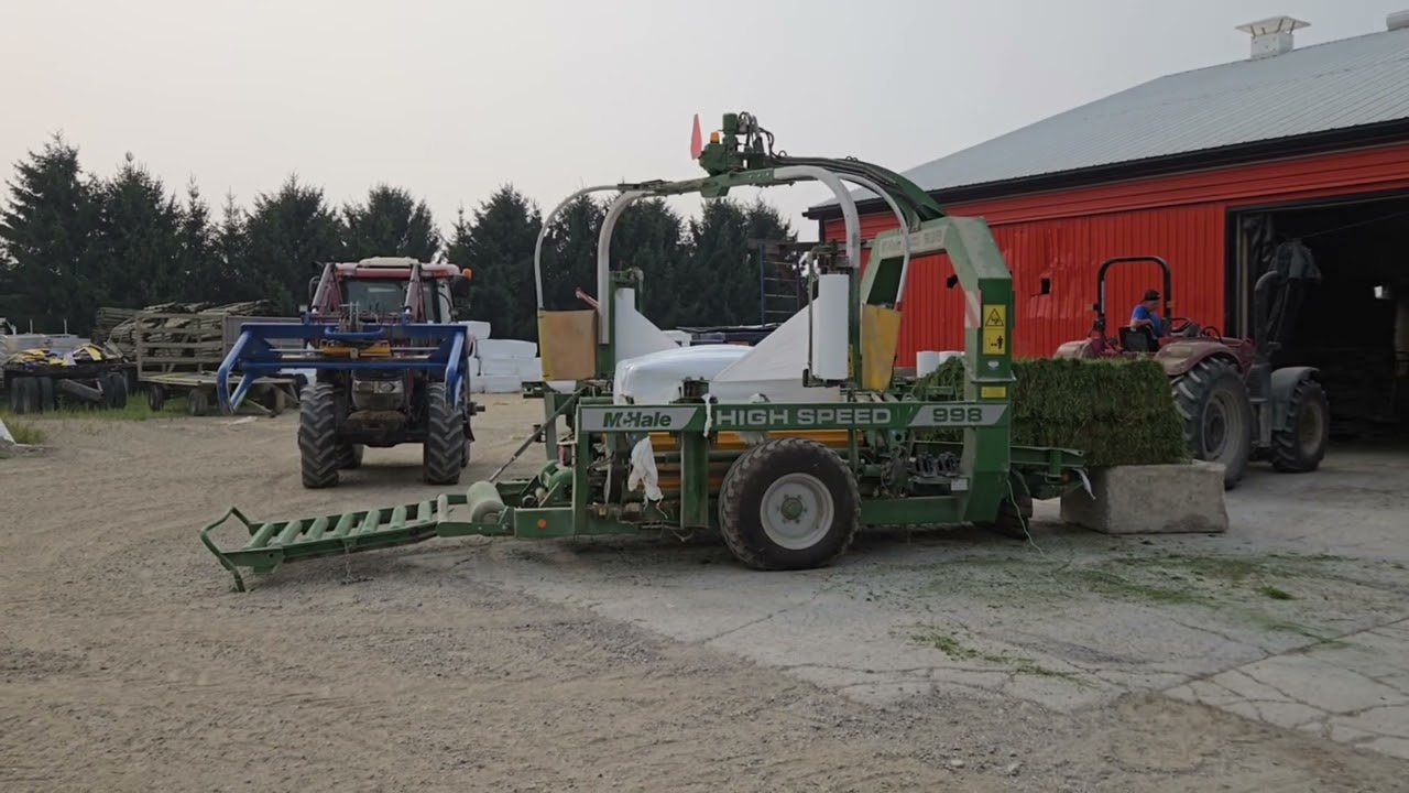 Keyser Creek Farms - loading and wrapping alfalfa bales early August 25'  #farmvideos #farming 